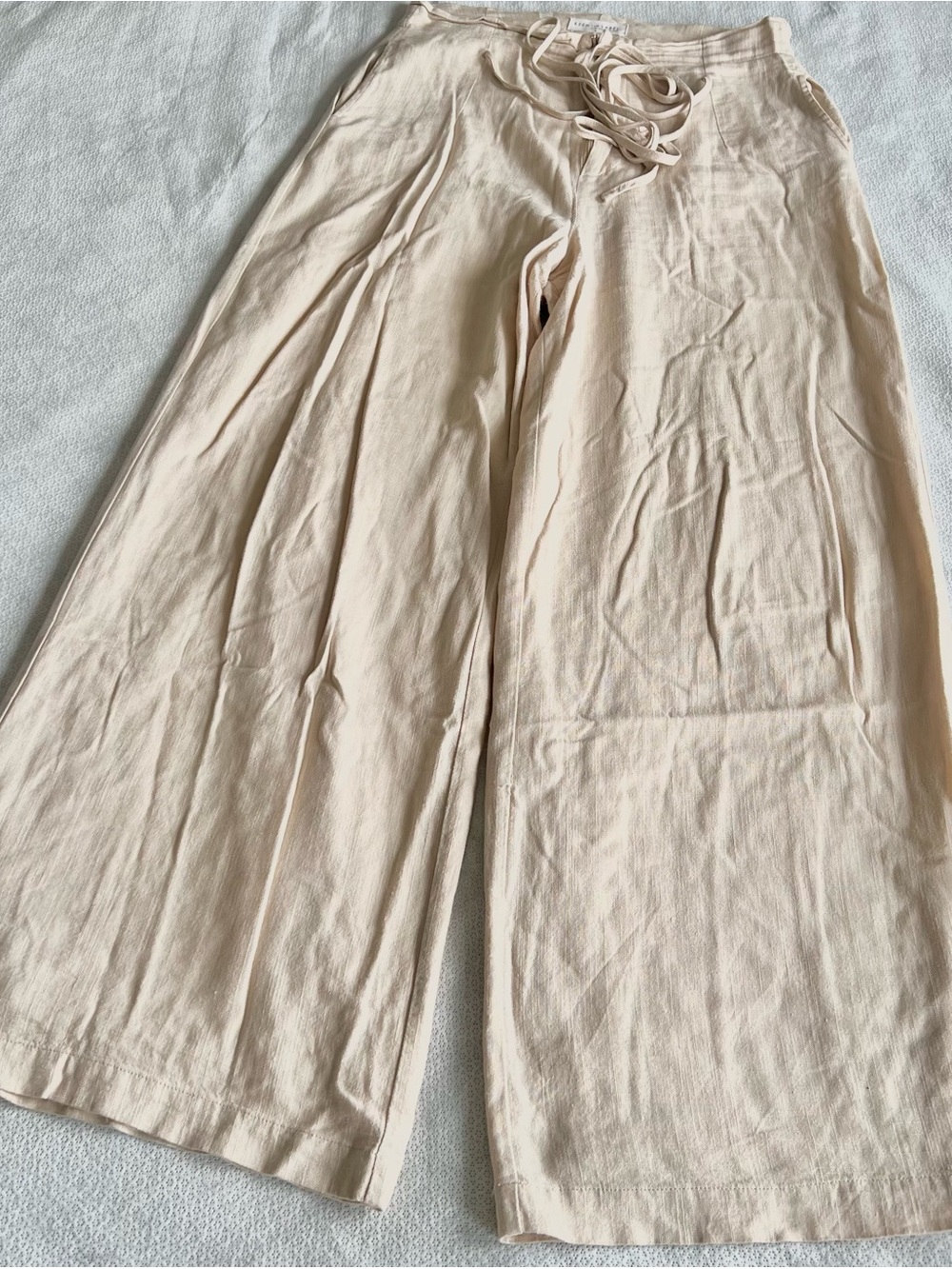 Linen  Wide Leg  Pants in Light Beige, by Keen The Label